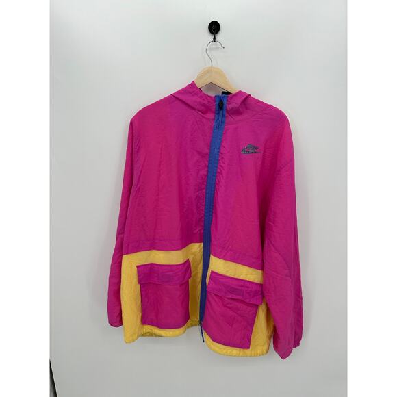 Nike Womens Full Zip Retro Windbreak Size 2X Neon Woven Jacket Gym Running - Picture 1 of 10
